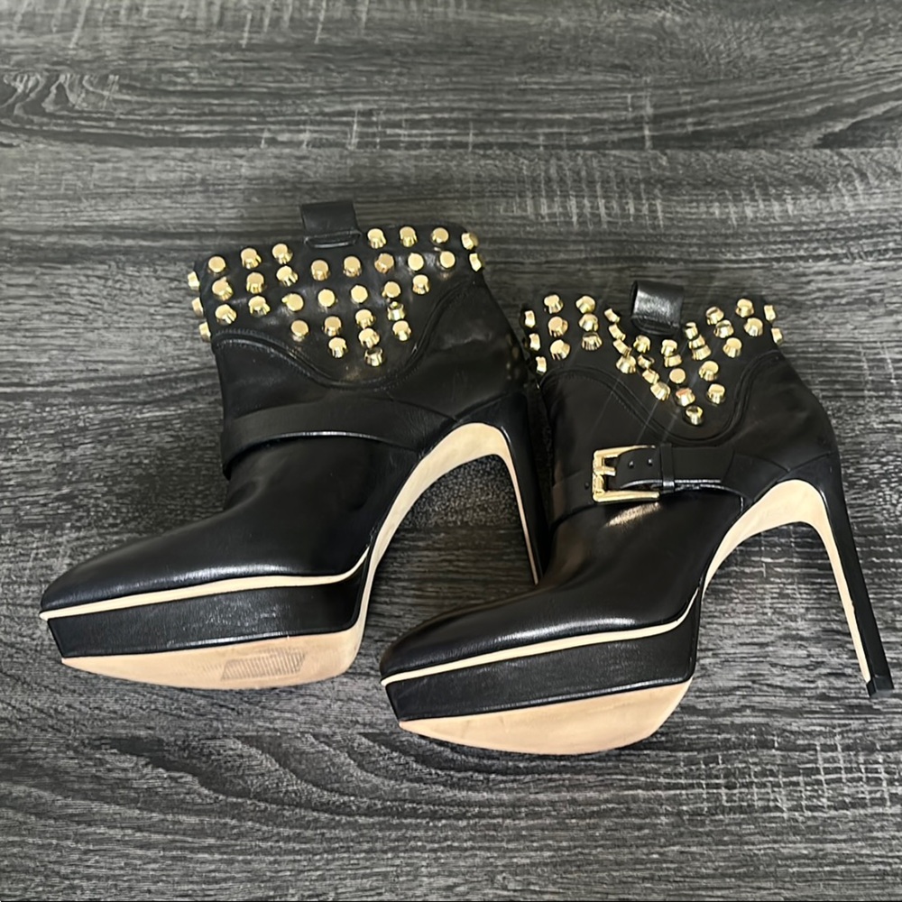 Michael Kors Black and Gold Studded Heels